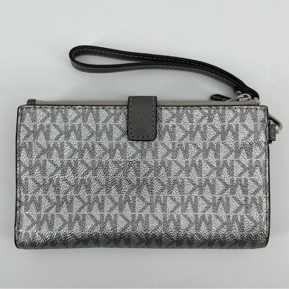 Michael Kors Jet Set Travel Wallet Wristlet Metallic Silver - Picture 4 of 6